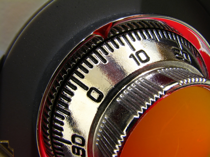 Close up of a safe lock